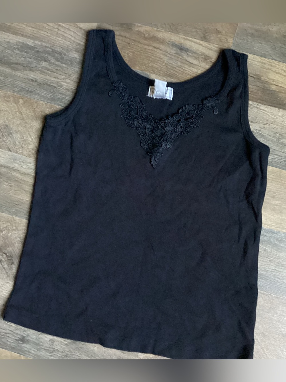 Vintage Black Lace-Trim Tank Top